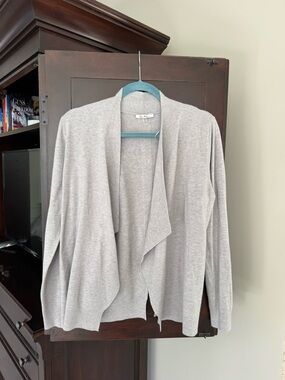Light Gray Open-Front Draped Cardigan